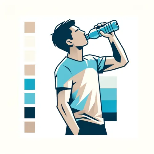 구내염으로 남성이 물통에 물을 마시고 있다.